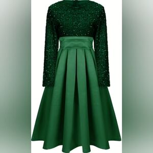 Chic Sequin Emerald Long Sleeve Dress 2XL - US 14